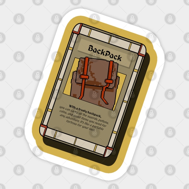 Backpack Trading Card - Role Playing Game Sticker by Fun Funky Designs